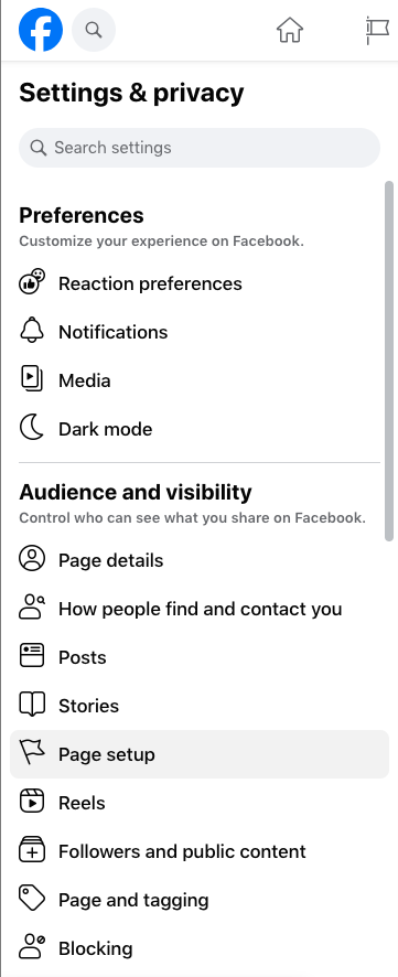 facebook page setup